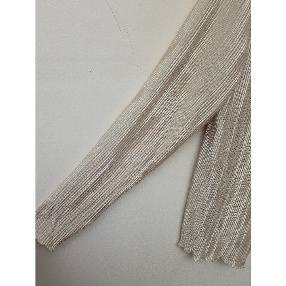 Xscape Vintage Ivory Shimmer Pleated Open-Front Blazer with Pearl Neckline SZ 8 - Picture 3 of 5